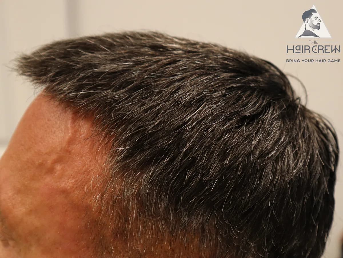 Hair Crew client showing his finished, natural-looking hair system
